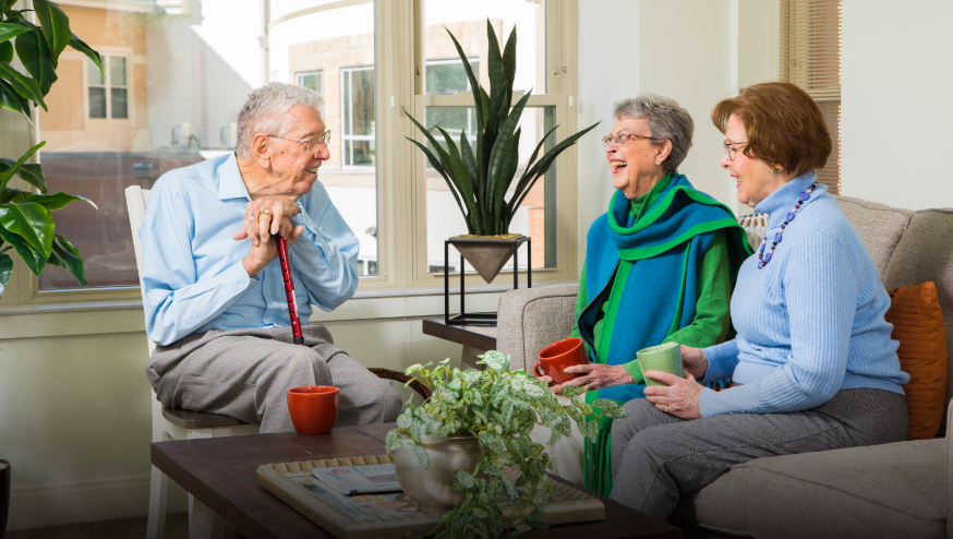 Bethany Village residents enjoying coffee and conversation