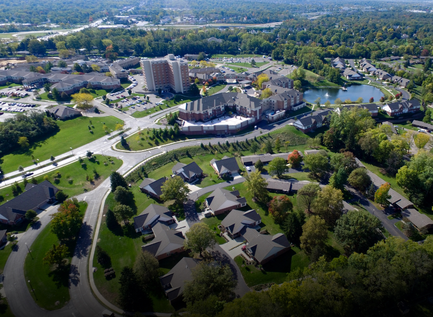 Aerial view of Bethany Village campus