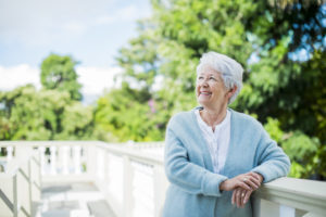 Senior woman looking away on terrace