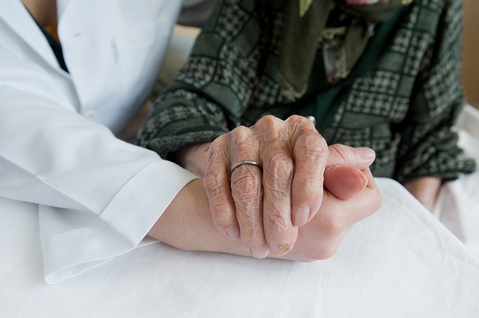 Mature mans hand up close